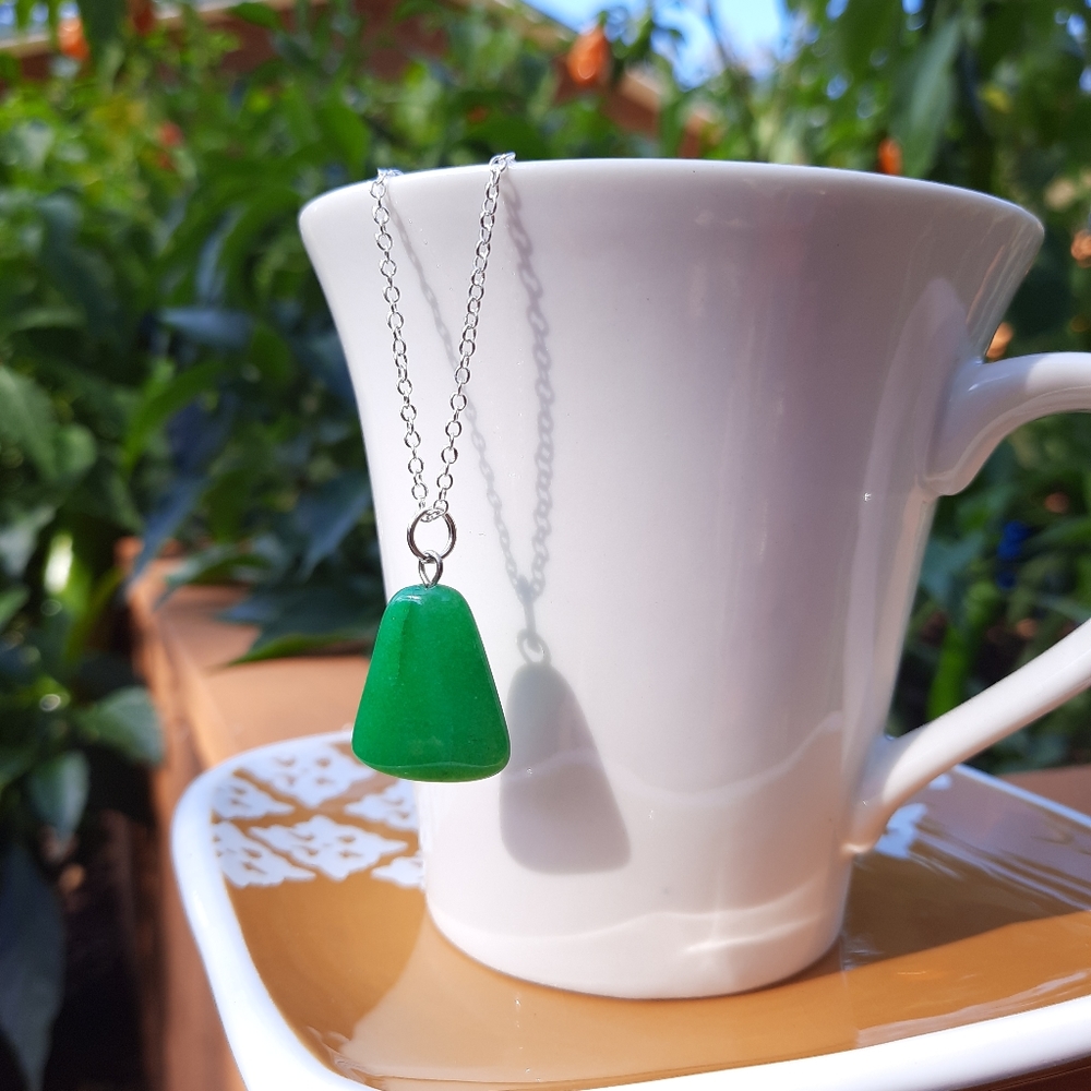 Green Trapezoid Stone Dangle Necklace
